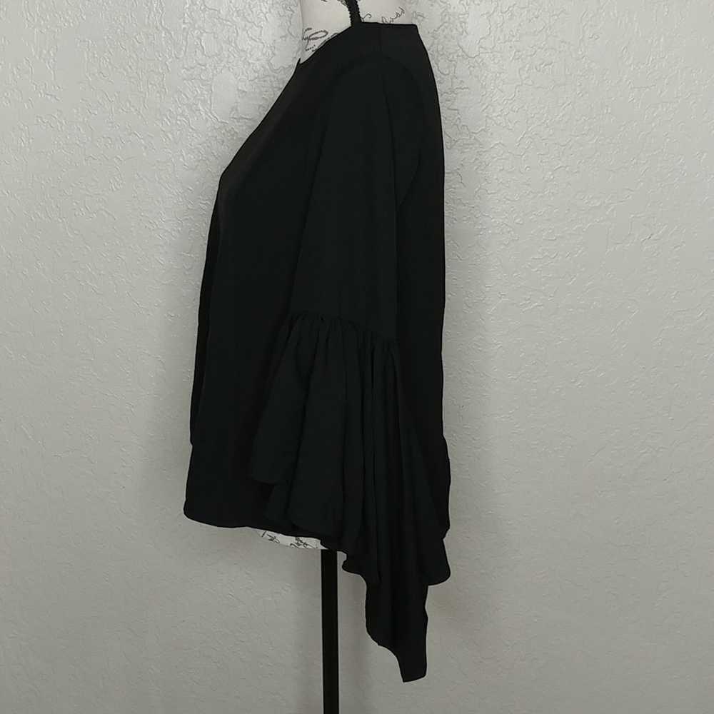 Saks Fifth Avenue Ruffle Sleeve Top Black Size XS - image 2