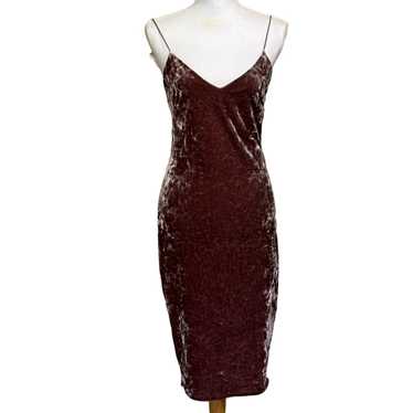 MindCode brown crushed velvet slip dress, midi, l… - image 1