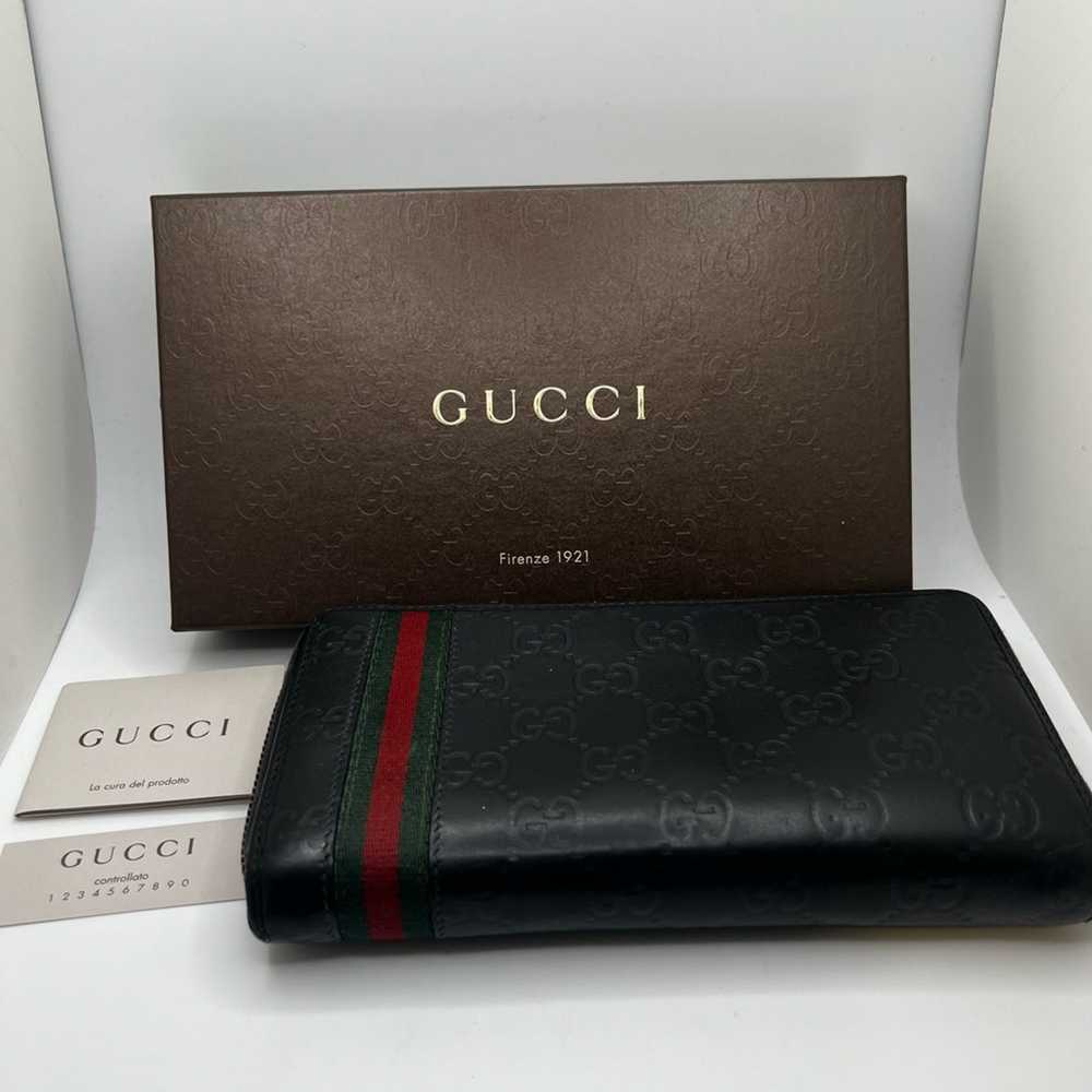 EUC Gucci Black Guccissima Sherry Zip Wallet - image 1