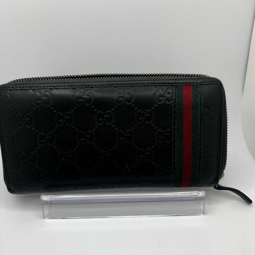 EUC Gucci Black Guccissima Sherry Zip Wallet - image 2