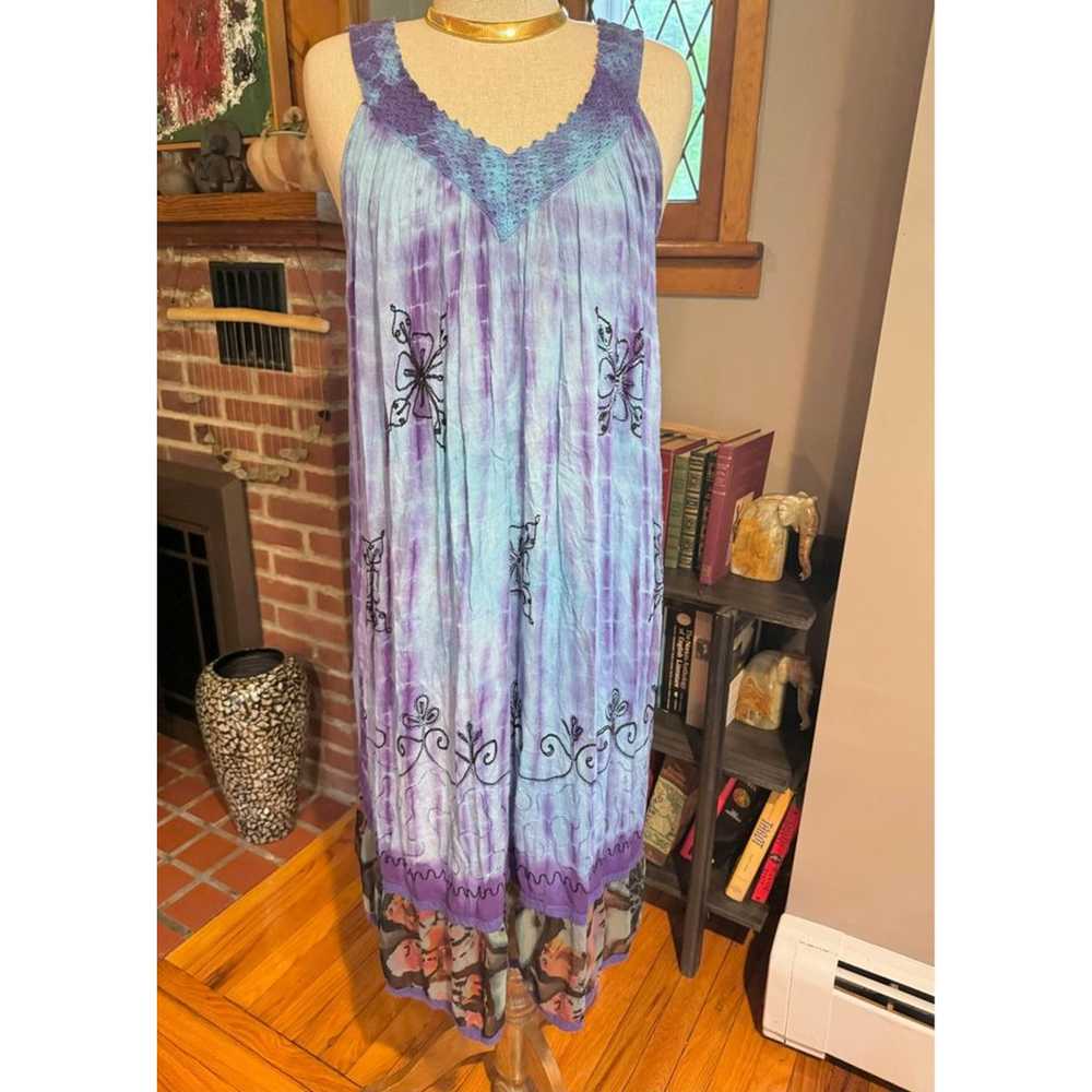 Bohemian Tie Dye Embroidered Summer Floral Dress - image 4