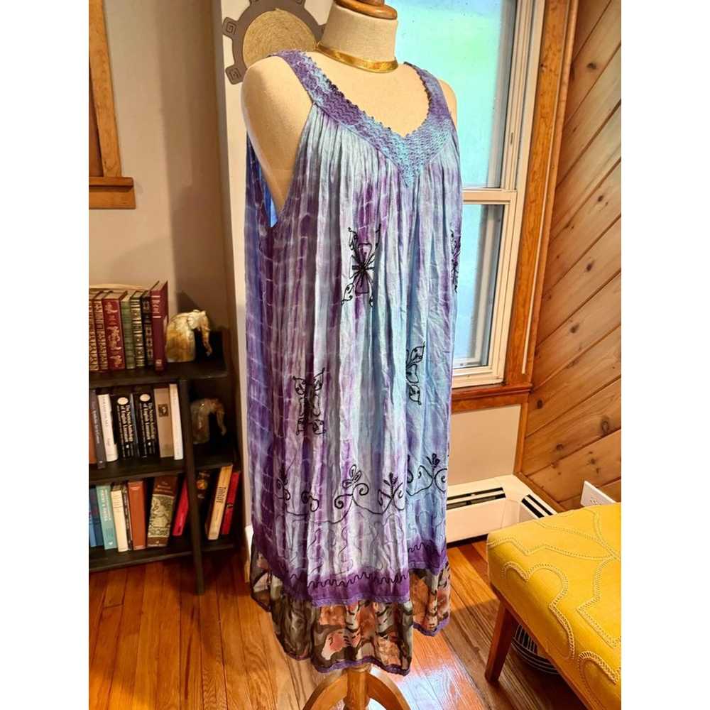 Bohemian Tie Dye Embroidered Summer Floral Dress - image 8