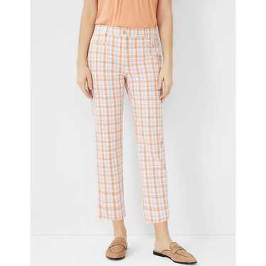 Ann Taylor Purple Orange Plaid Cotton Blend Mid R… - image 1