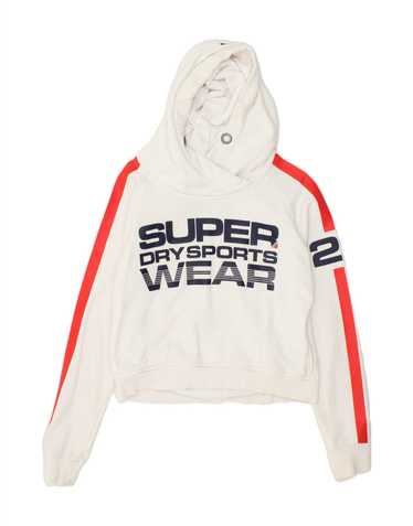 SUPERDRY Womens Crop Graphic Hoodie Jumper UK 14 L