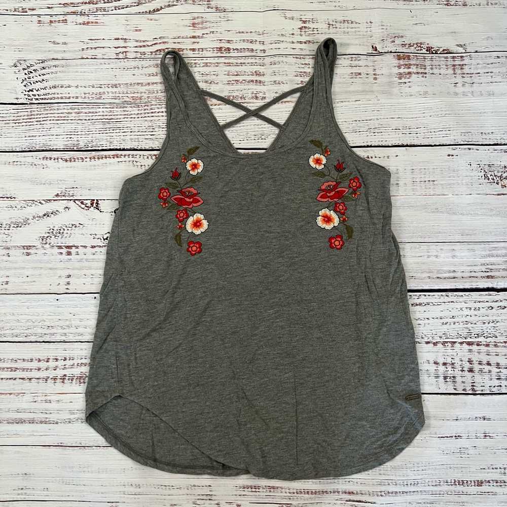 Hollister Floral Embroidered Tank Top Size Small … - image 1