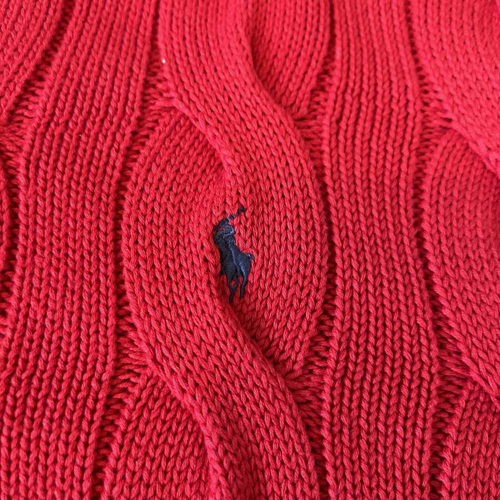 Vintage Ralph Lauren Polo Bright Red Cable Knit S… - image 3