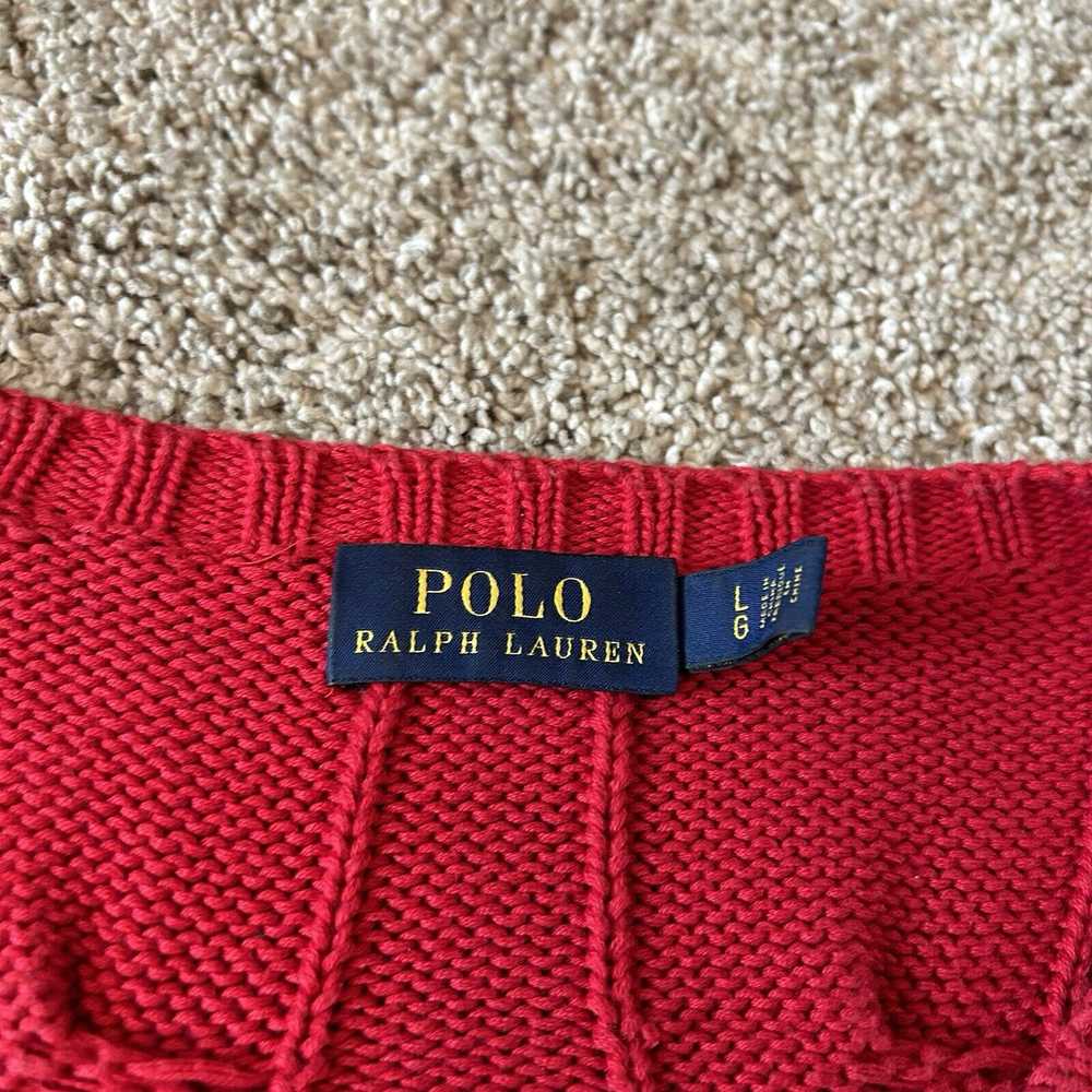 Vintage Ralph Lauren Polo Bright Red Cable Knit S… - image 4