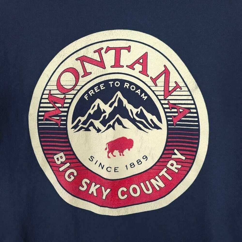 Blue Montana T Shirt Mens Size Large Blue Big Sky… - image 4