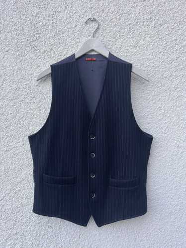 Barena Pinstripe Wool Waistcoat Vest Cinch Back IT