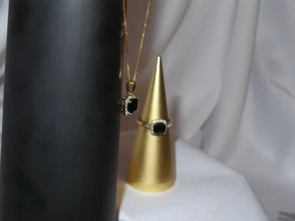 Onyx Diamond Pendant and Ring with Chain - image 7