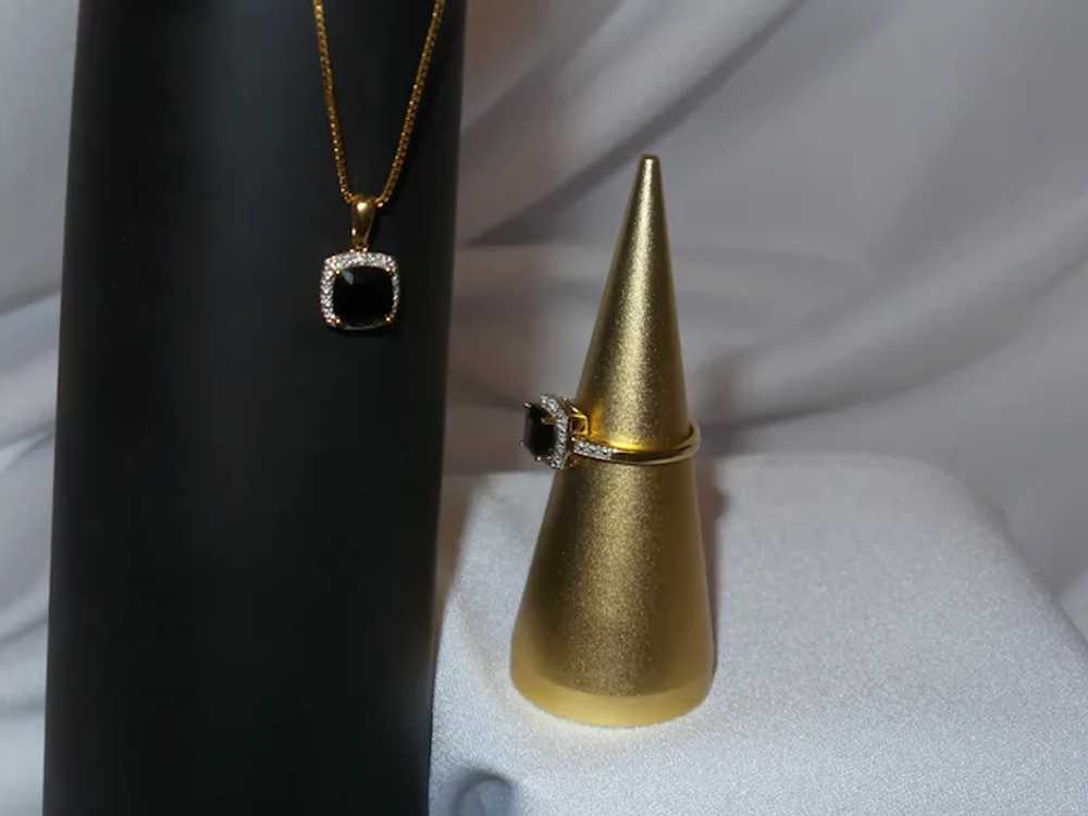 Onyx Diamond Pendant and Ring with Chain - image 8