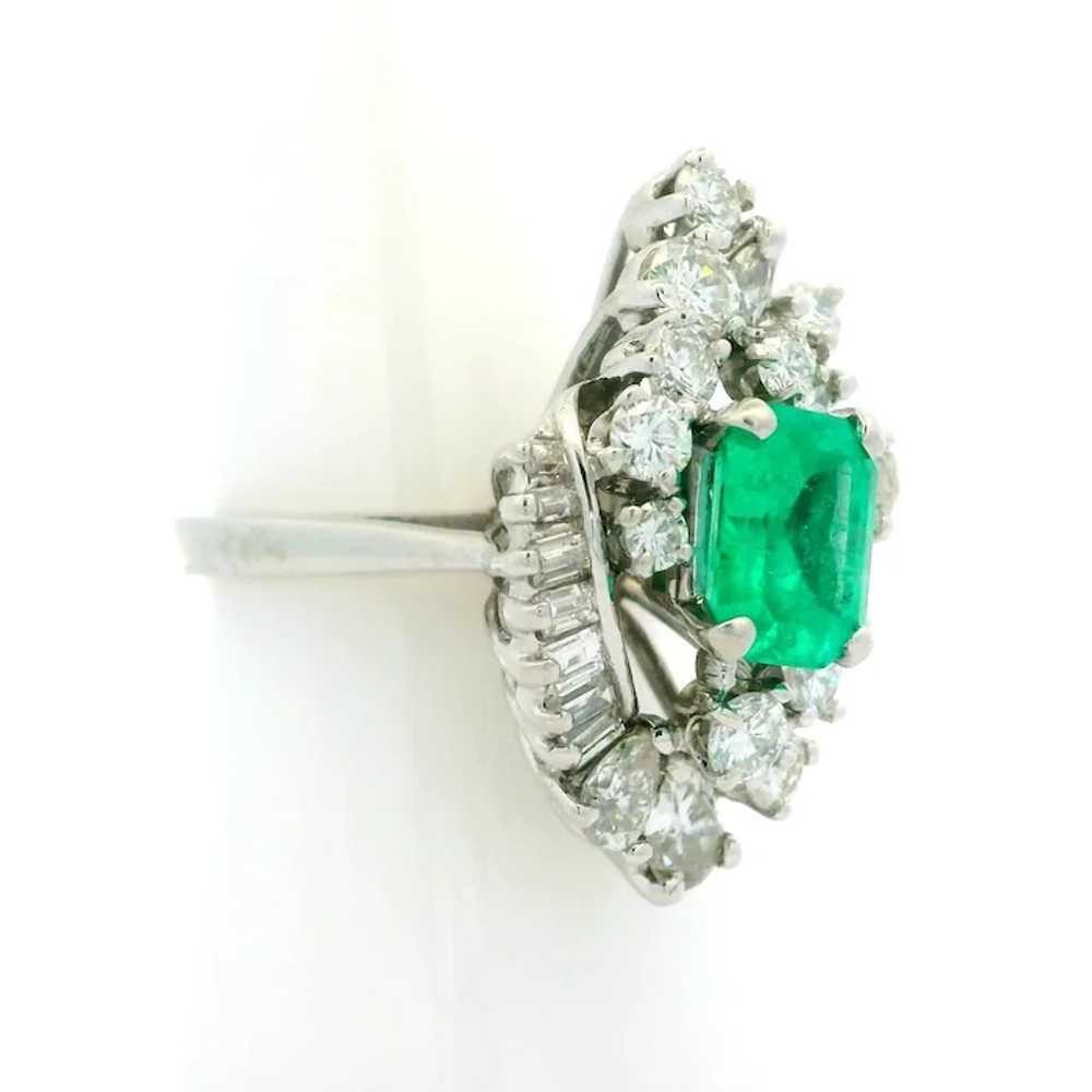 Vintage 14k Gold 3.87ctw Colombian Emerald & Diam… - image 2