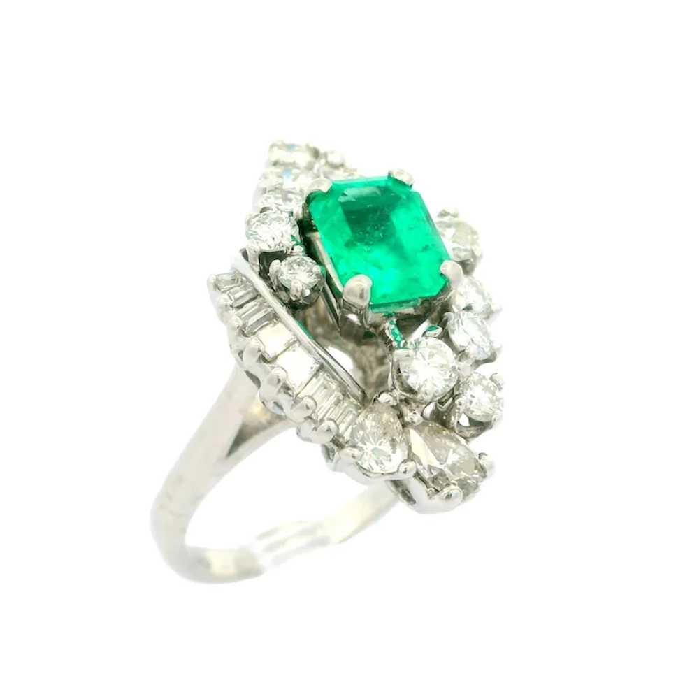 Vintage 14k Gold 3.87ctw Colombian Emerald & Diam… - image 4