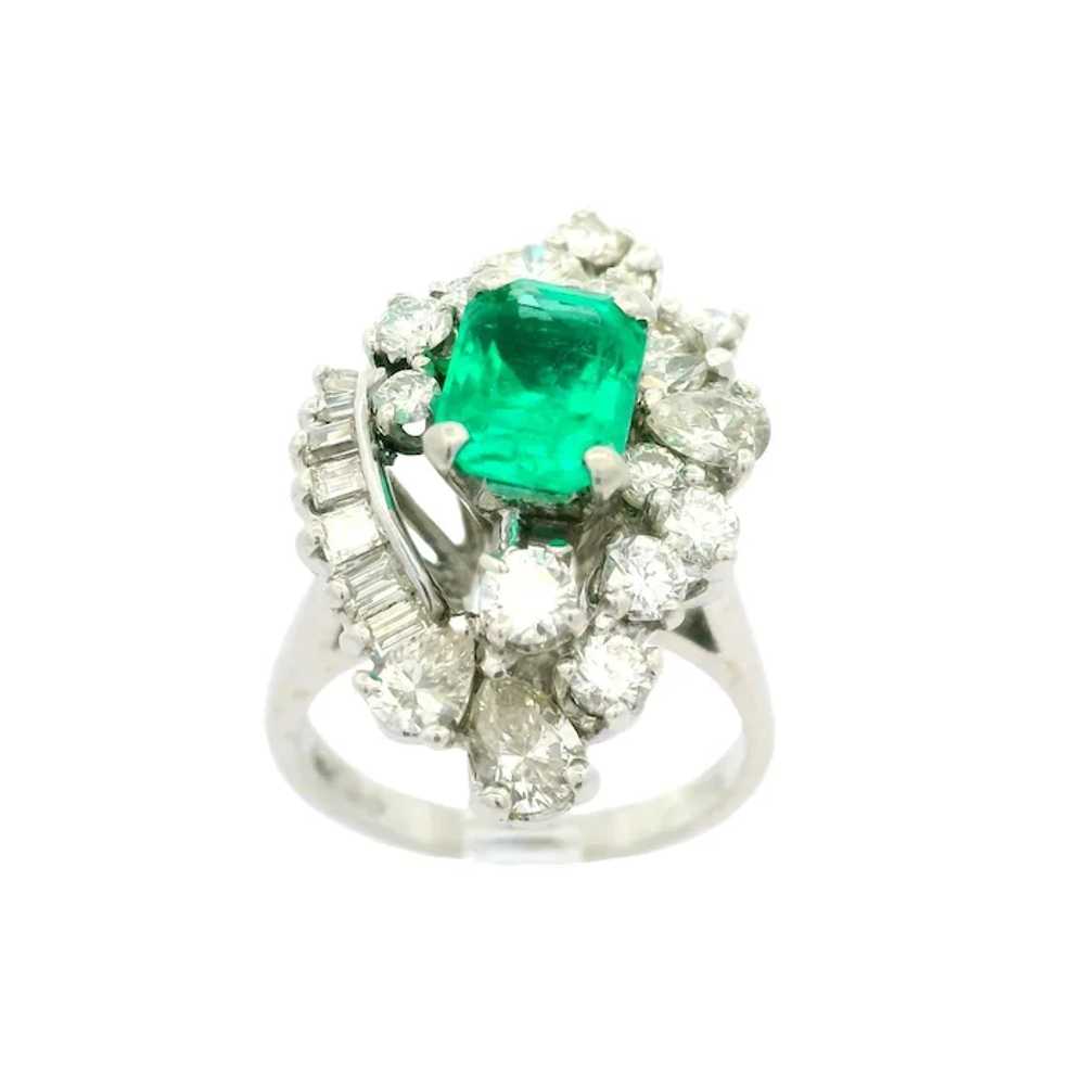 Vintage 14k Gold 3.87ctw Colombian Emerald & Diam… - image 5