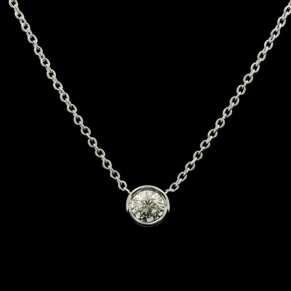 New 14k White Gold 0.27ct Round Bezel Diamond Sol… - image 2