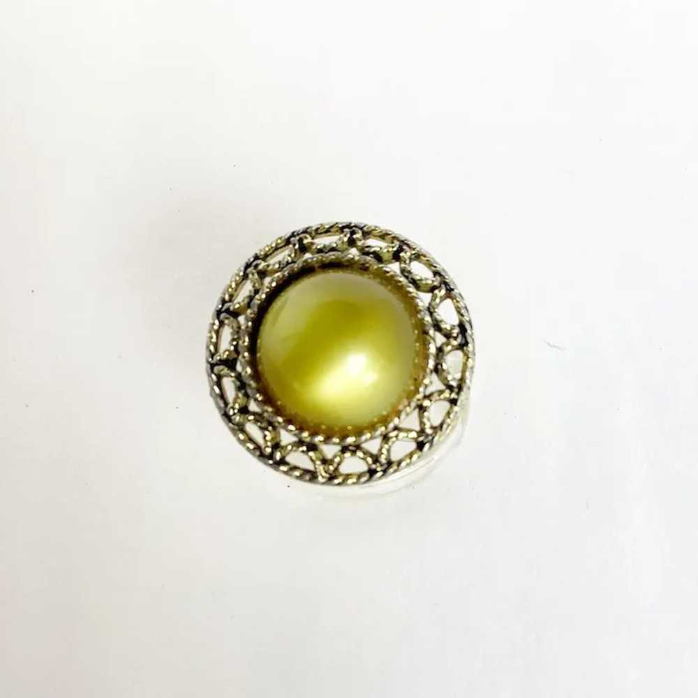 Plastic Moonglow Olive Green Adjustable Ring Retr… - image 2