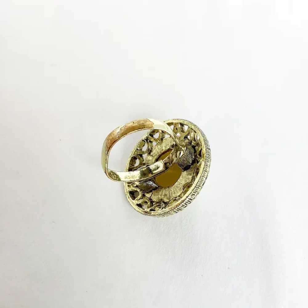 Plastic Moonglow Olive Green Adjustable Ring Retr… - image 3