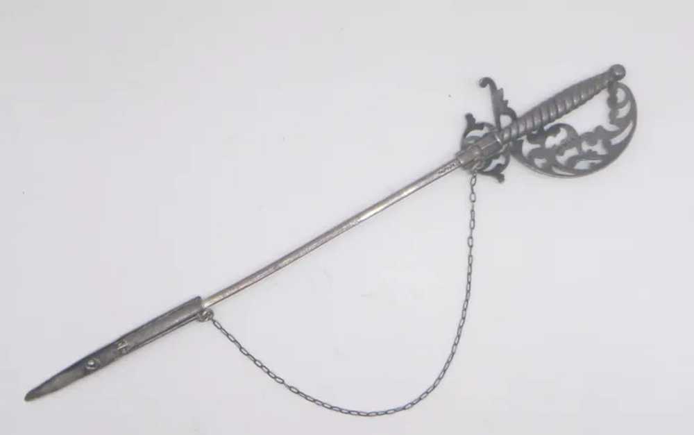 Antique Victorian Sterling Silver Sword Brooch - image 3