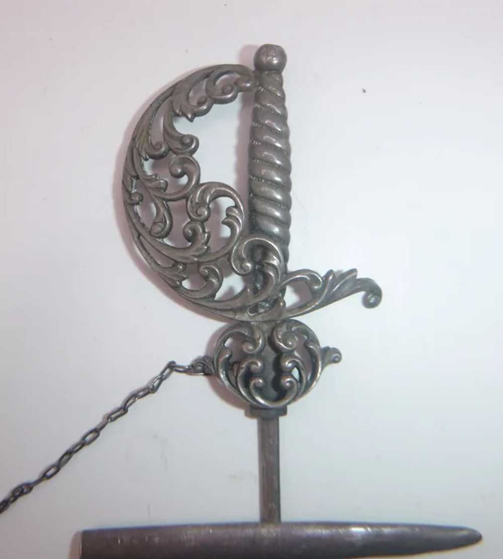 Antique Victorian Sterling Silver Sword Brooch - image 5