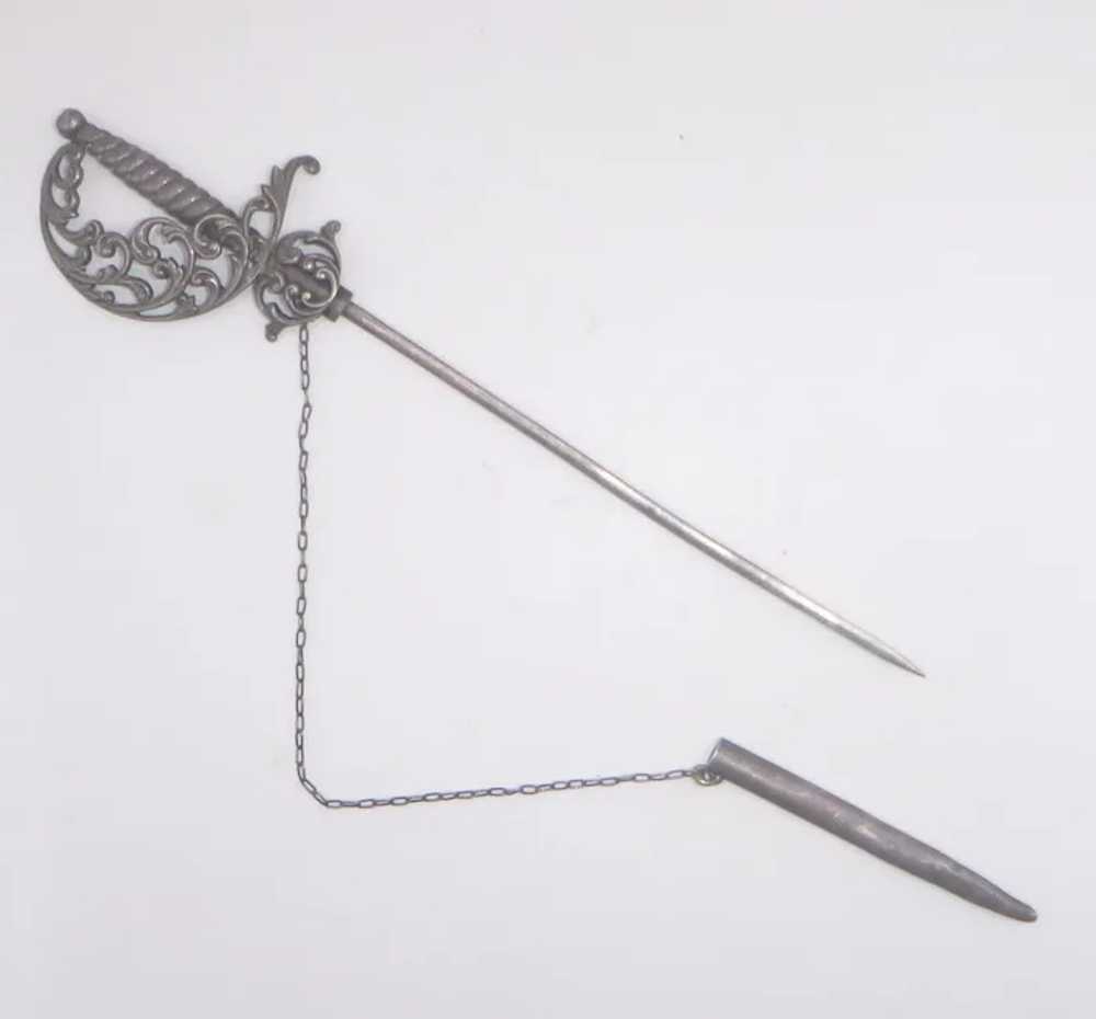 Antique Victorian Sterling Silver Sword Brooch - image 6