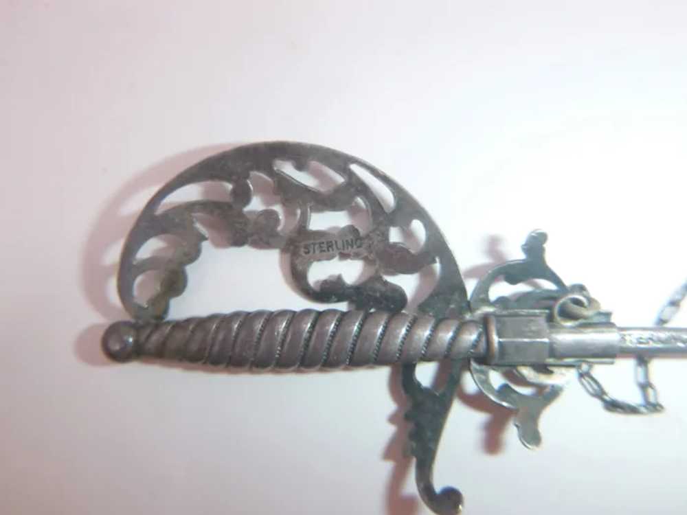 Antique Victorian Sterling Silver Sword Brooch - image 7