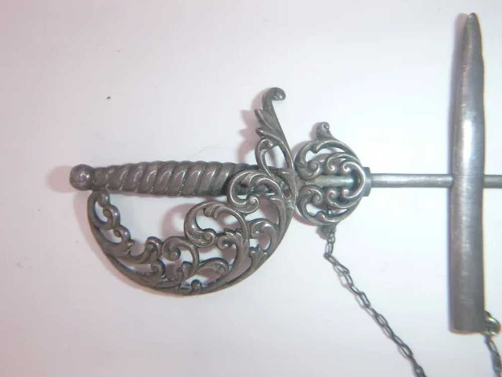 Antique Victorian Sterling Silver Sword Brooch - image 9