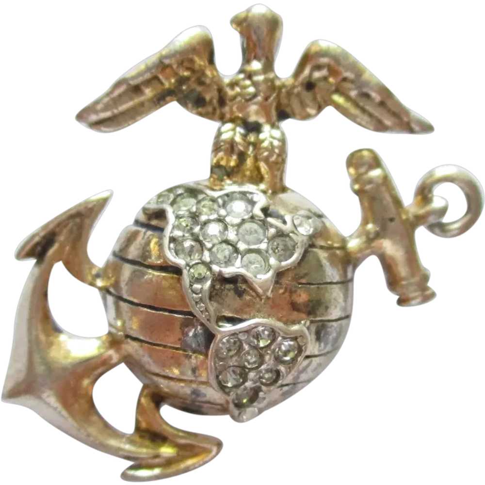 WWII Sweetheart Pin Trifari Sterling Anchor Globe… - image 1