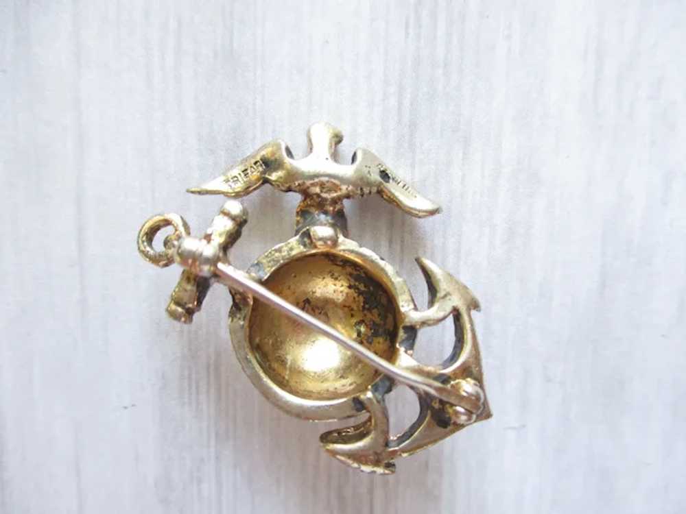 WWII Sweetheart Pin Trifari Sterling Anchor Globe… - image 2