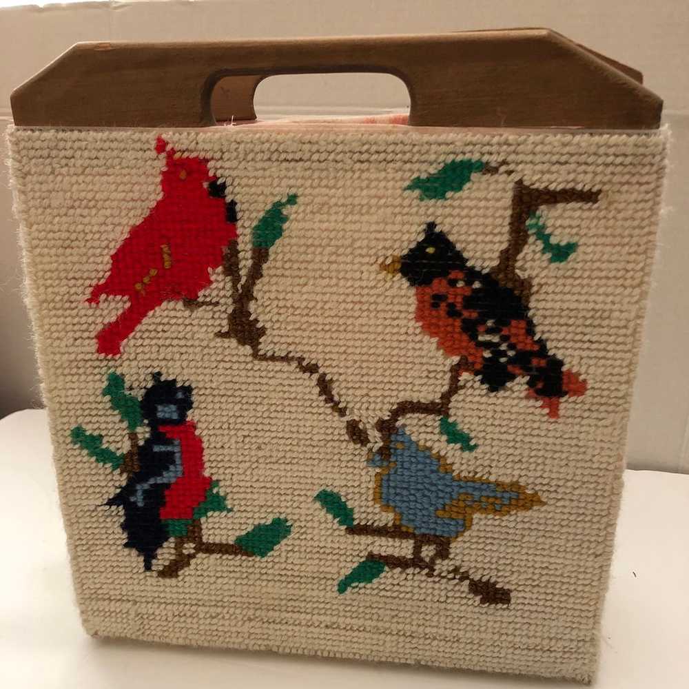 Fabulous Vintage Cross Stitch Bird Pattern Purse - image 1