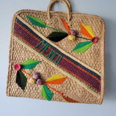 Vintage palm leaf bag tote Mexico - image 1