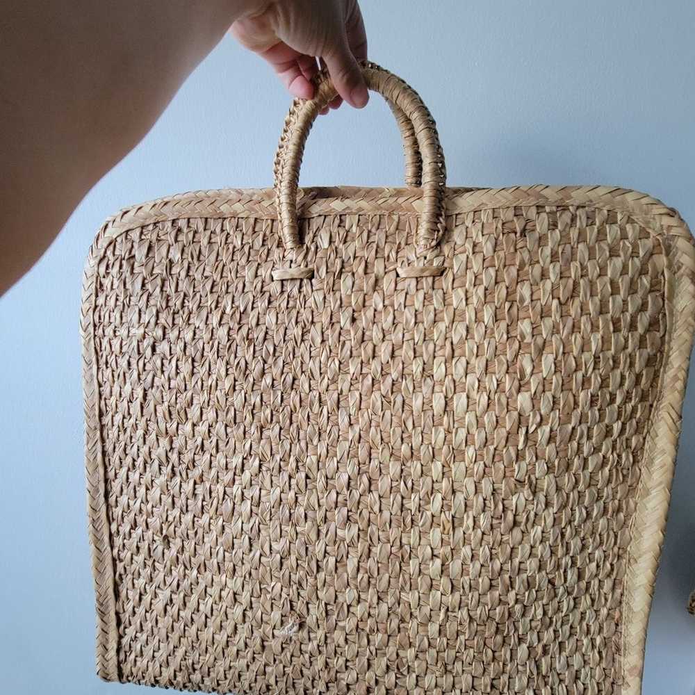 Vintage palm leaf bag tote Mexico - image 9