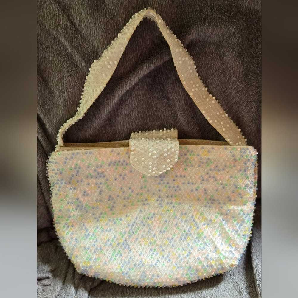 Vintage Lumured pastel beaded bag - image 1