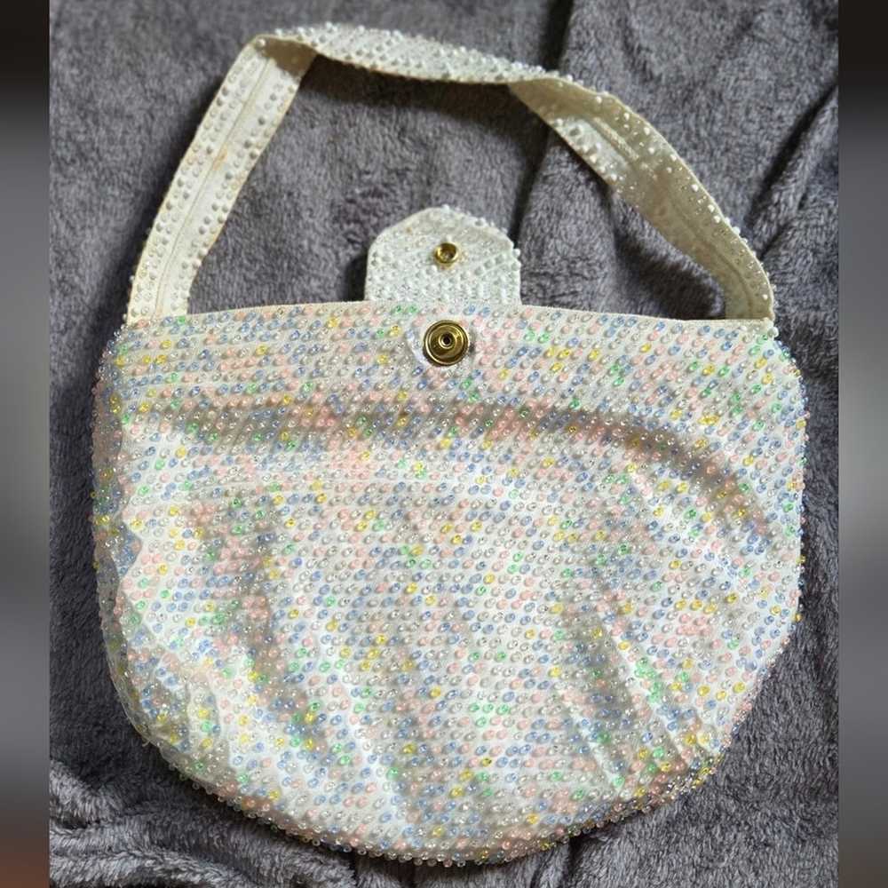 Vintage Lumured pastel beaded bag - image 7