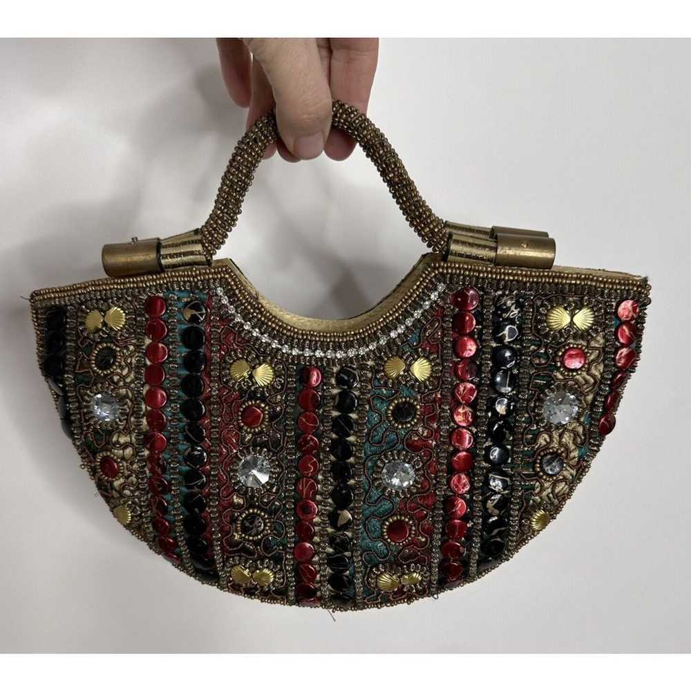 Beaded Party Handbag Bronze Brown Black Burgandy … - image 1