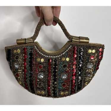 Beaded Party Handbag Bronze Brown Black Burgandy … - image 1