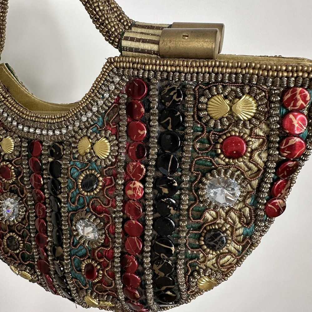 Beaded Party Handbag Bronze Brown Black Burgandy … - image 4