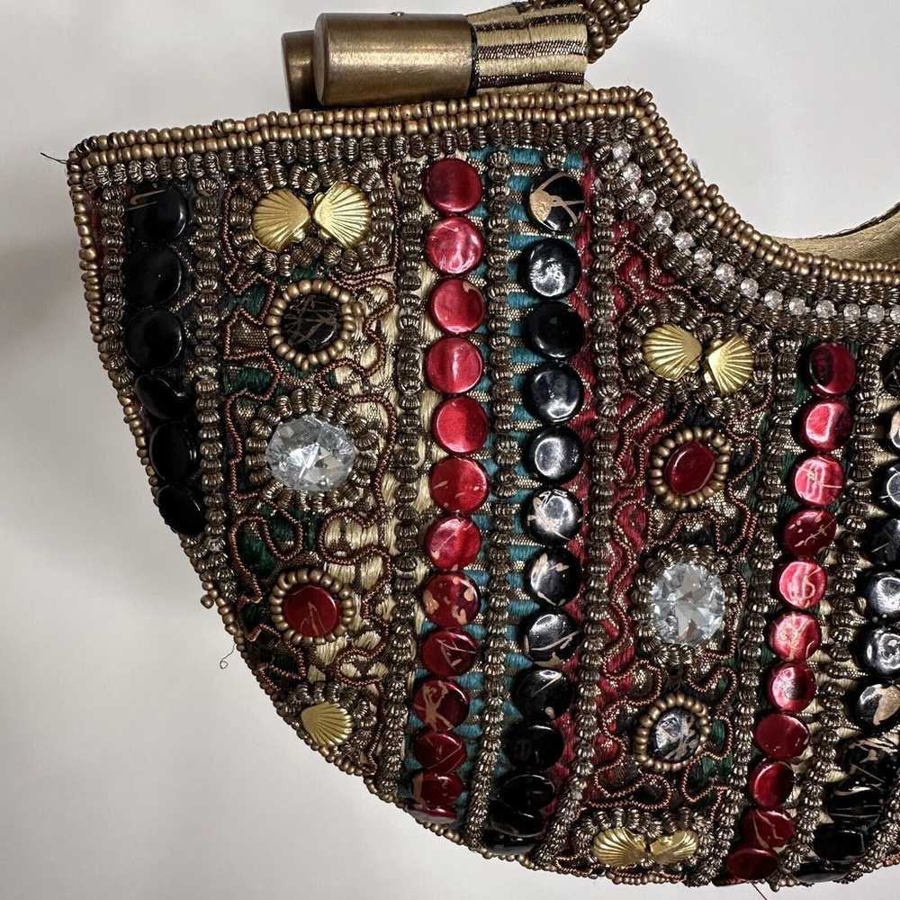 Beaded Party Handbag Bronze Brown Black Burgandy … - image 5