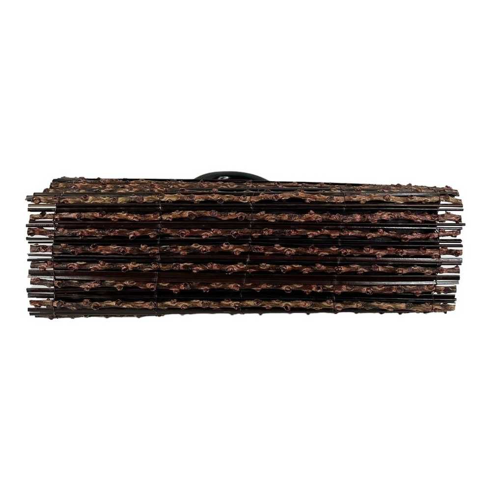 VTG 00s Wood CLUTCH BAG Wooden Woven Bamboo Satch… - image 5