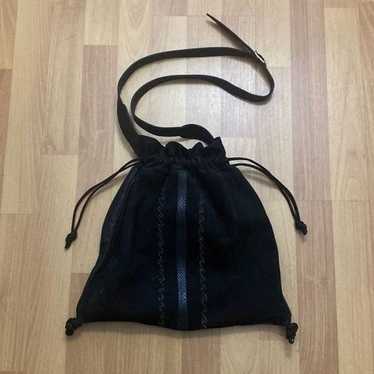 Vintage MIMA Valenzia Black Suede Hobo Drawstring 