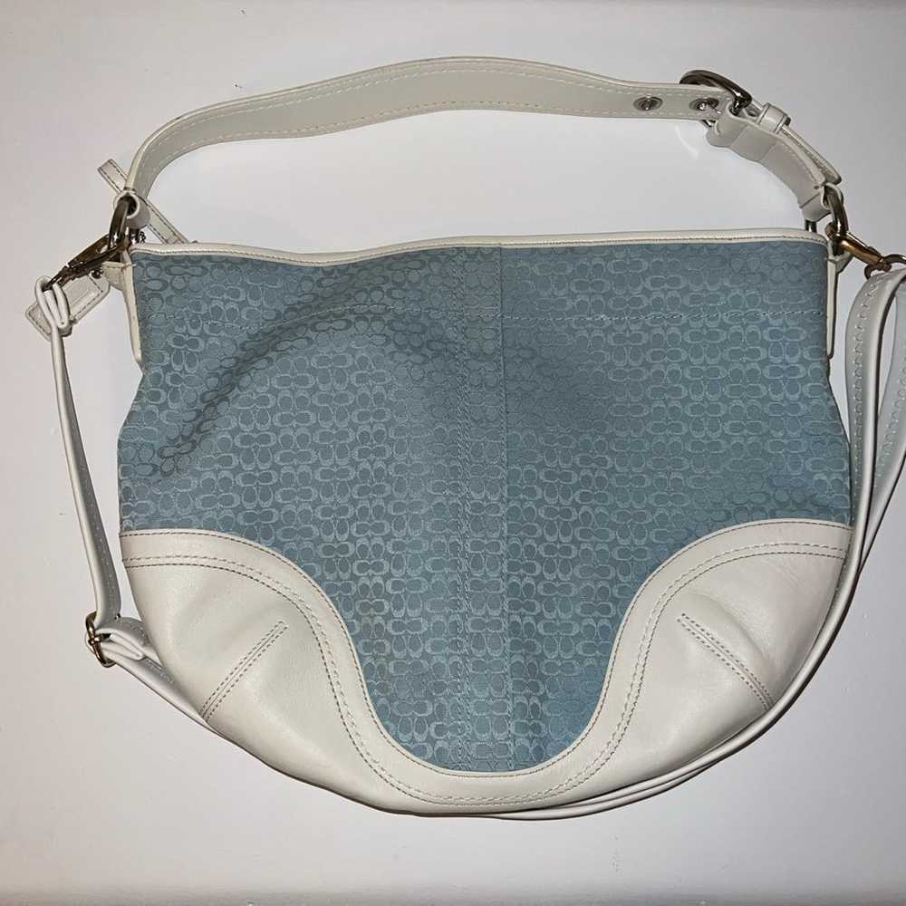 Large White with Blue vintage Coach purse - image 1