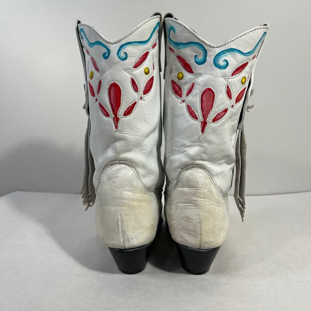 Laredo Vintage Custom Painted White Cowboy Boots … - image 5