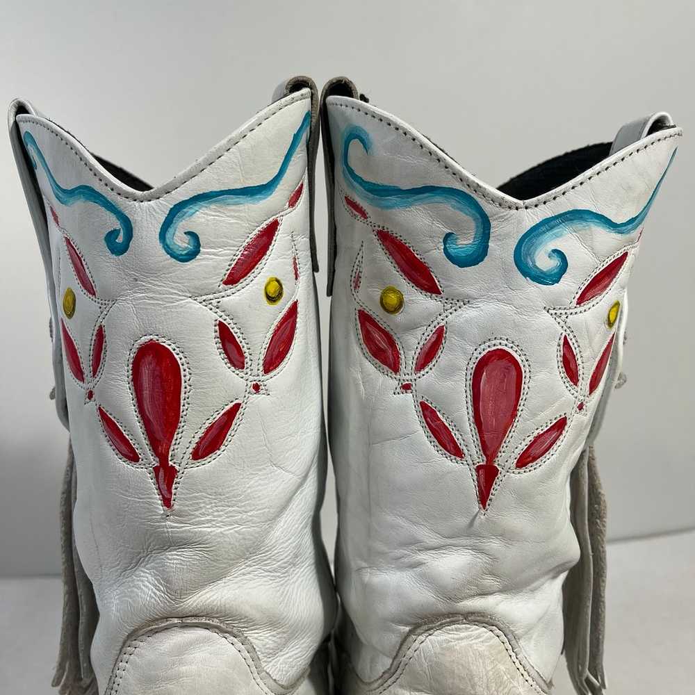 Laredo Vintage Custom Painted White Cowboy Boots … - image 6