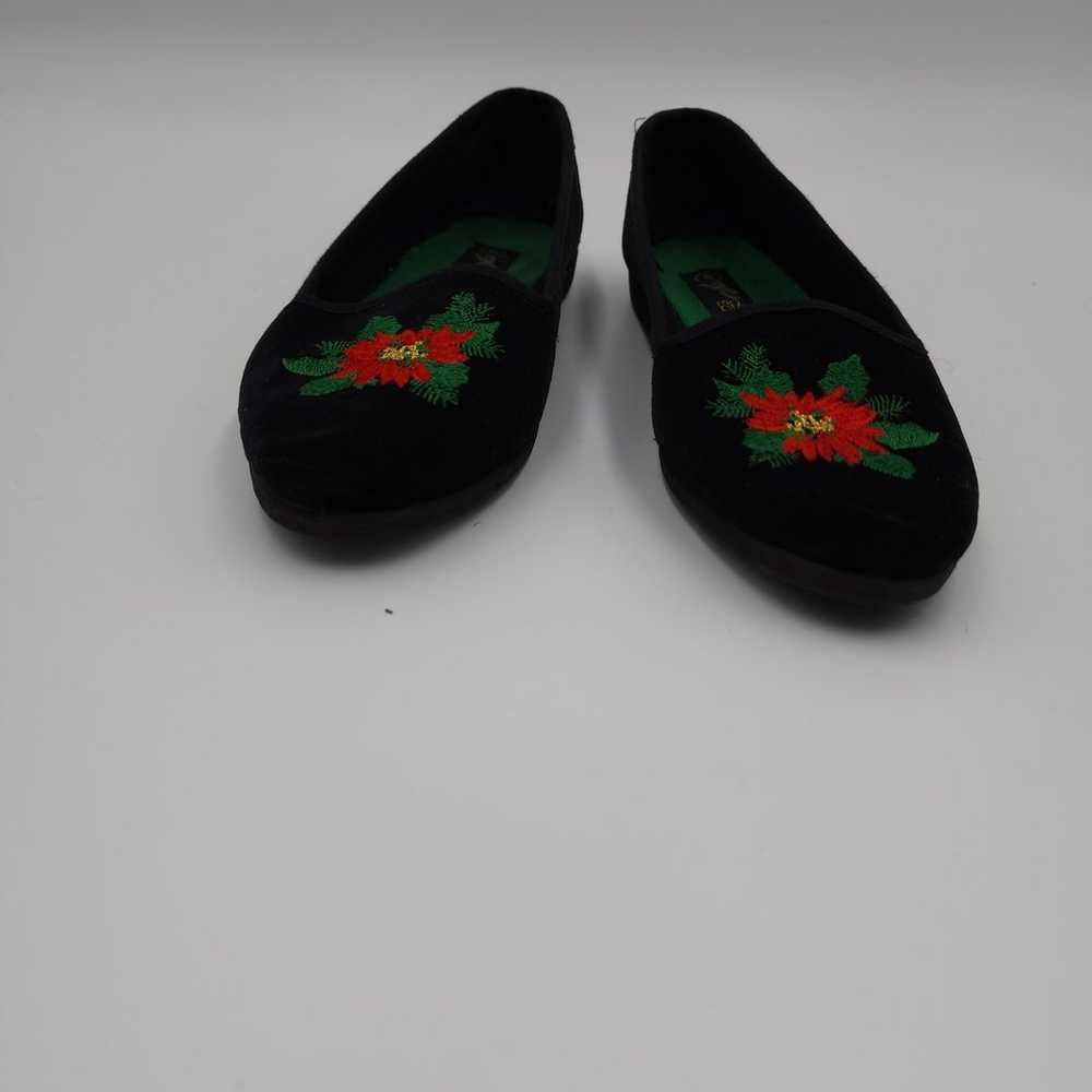 Vintage Christmas Velvet Holiday Editions Flats S… - image 5