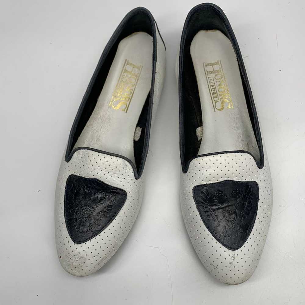 Vintage Honors leather loafers ballet white perfo… - image 1