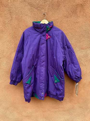 Purple 1980's Current Seen Puffer Jacket - Deadsto