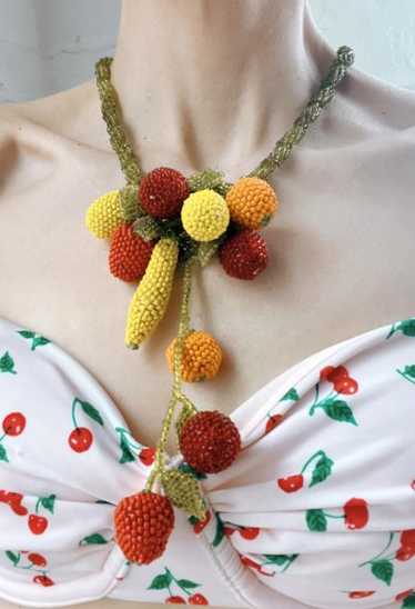 beaded fruit artisan necklace