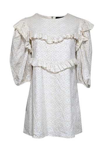 En Saison - Cream Long Sleeve Eyelet Mini w/ Ruffl