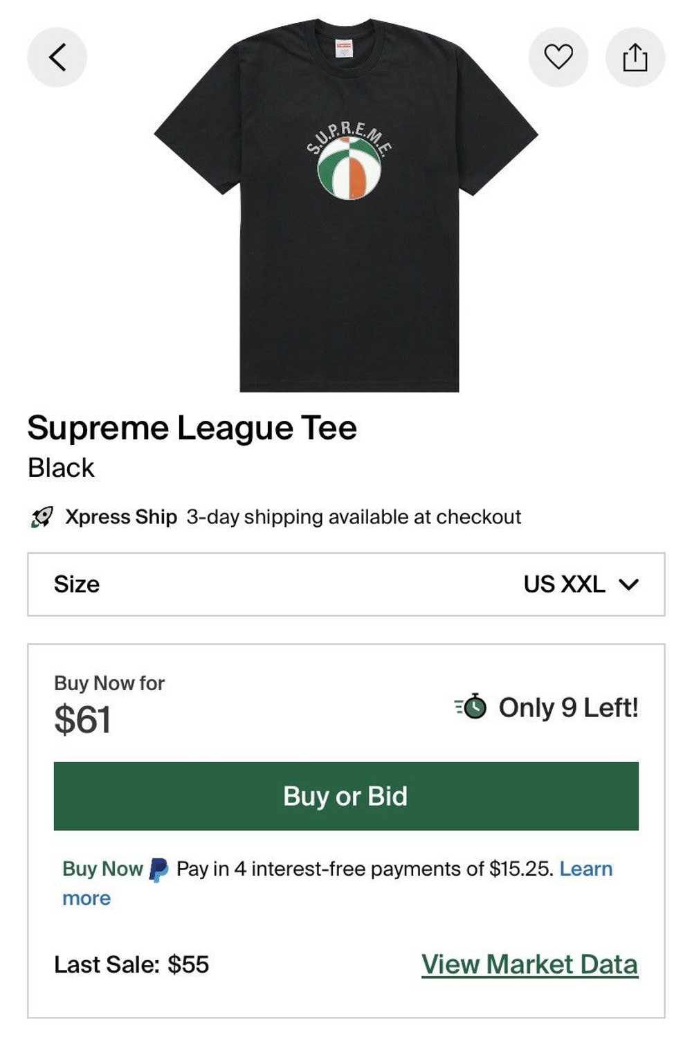 Supreme Supreme League Tee Black Size XL - image 4