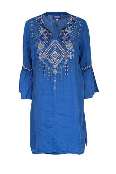 Johnny Was - Blue Embroidered Tunic Dress Sz M - image 1