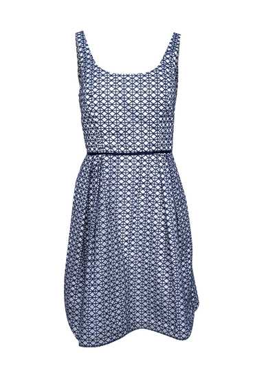 Shoshanna - Navy & White Geometric Print Sleeveles